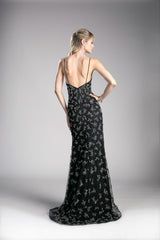 Beaded Novelty Sheath Gown By Cinderella Divine -CZ0012