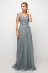 Layered Tulle A-Line Bridesmaid Dress 01 By Cinderella Divine -ET320