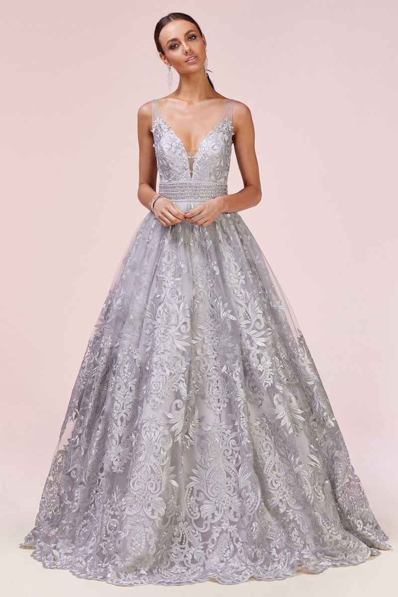 MyFashion.com - ELEGANT PETERSBURG LACE V-NECK BALLGOWN WITH A BEADED WAISTLINE(A0620) - Andrea&Leo promdress eveningdress fashion partydress weddingdress 
 gown homecoming promgown weddinggown 