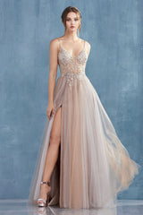 MyFashion.com - ETHEREAL FLORAL BEADED TULLE A-LINE GOWN(A1009) - Andrea&Leo promdress eveningdress fashion partydress weddingdress 
 gown homecoming promgown weddinggown 