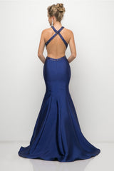 Long Halter Mermaid Dress By Cinderella Divine -J767