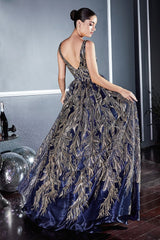 Long Glitter Print Dress By Cinderella Divine -J812