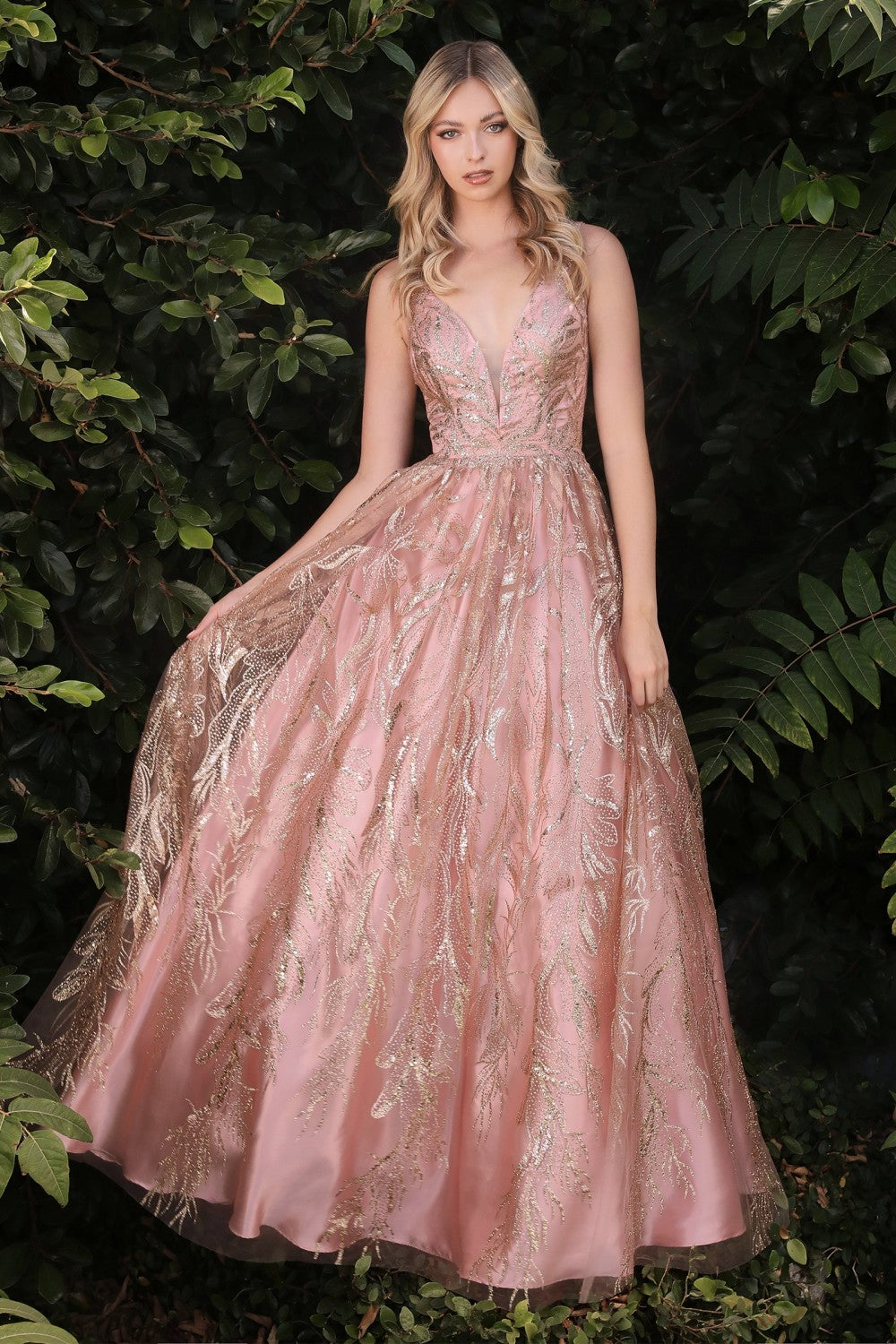 Long Glitter Print Dress By Cinderella Divine -J812