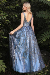 Long Glitter Print Dress By Cinderella Divine -J812