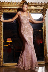 Beaded Long Fitted Dress By Cinderella Divine -J814