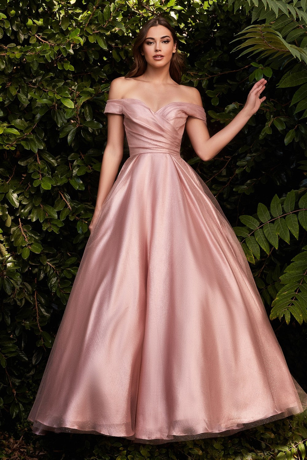 Off Shoulder Organza Gown By Cinderella Divine -J823