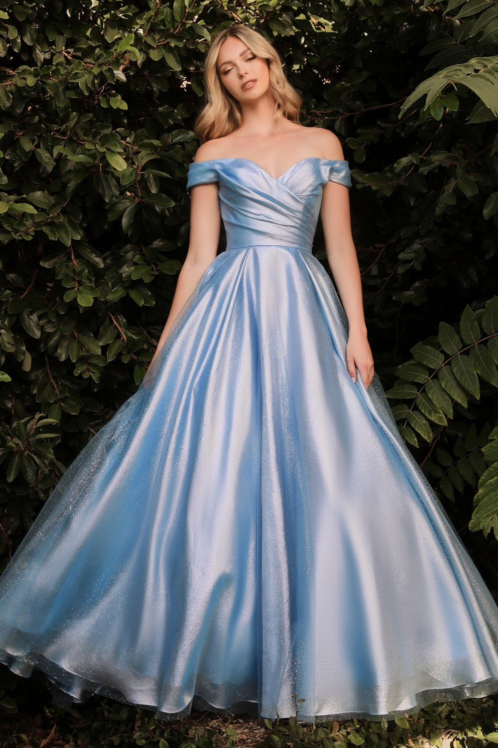 Off Shoulder Organza Gown By Cinderella Divine -J823