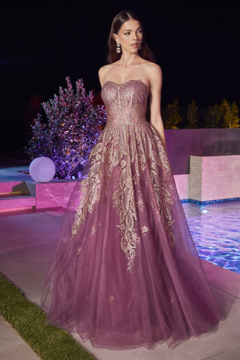 Strapless Layered Tulle Ball Gown By Cinderella Divine -J852