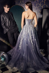 Strapless Layered Tulle Ball Gown By Cinderella Divine -J852