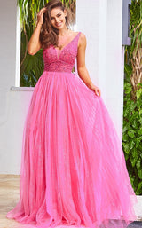 Tulle Skirt Sleeveless Prom Gown By Jovani -JVN05818