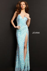 Sequin High Slit V Neck Prom Dress By Jovani -JVN07590