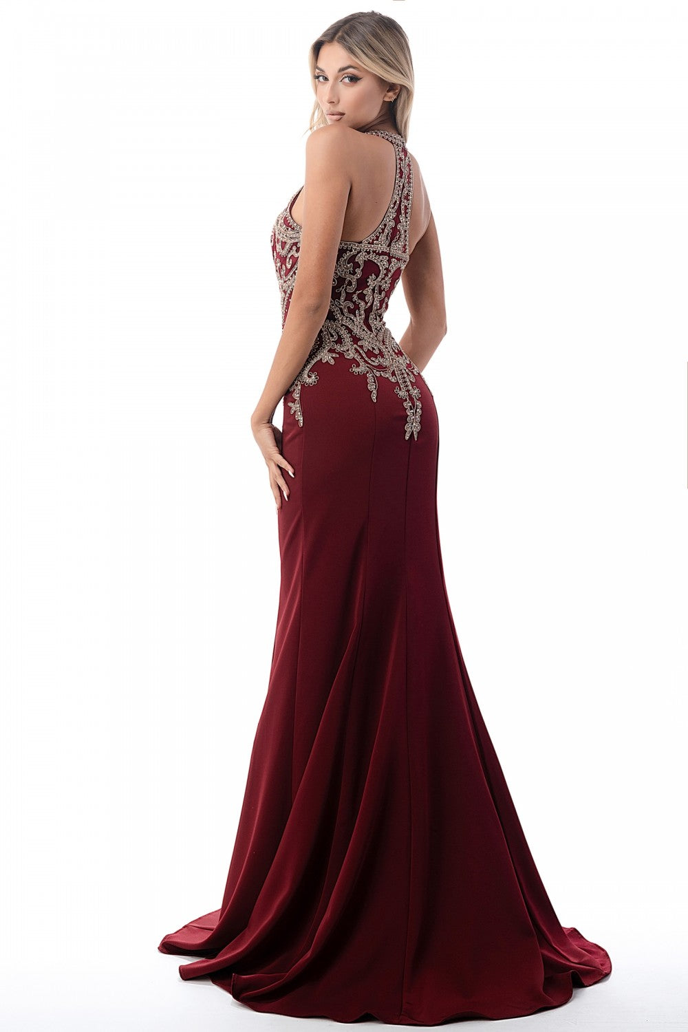 Long Halter Mermaid Dress By Cinderella Divine -KV1001