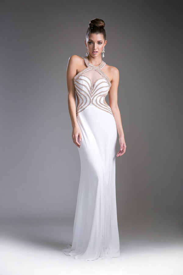 Halter High-Neck Sheath Dress By Cinderella Divine -KC1740