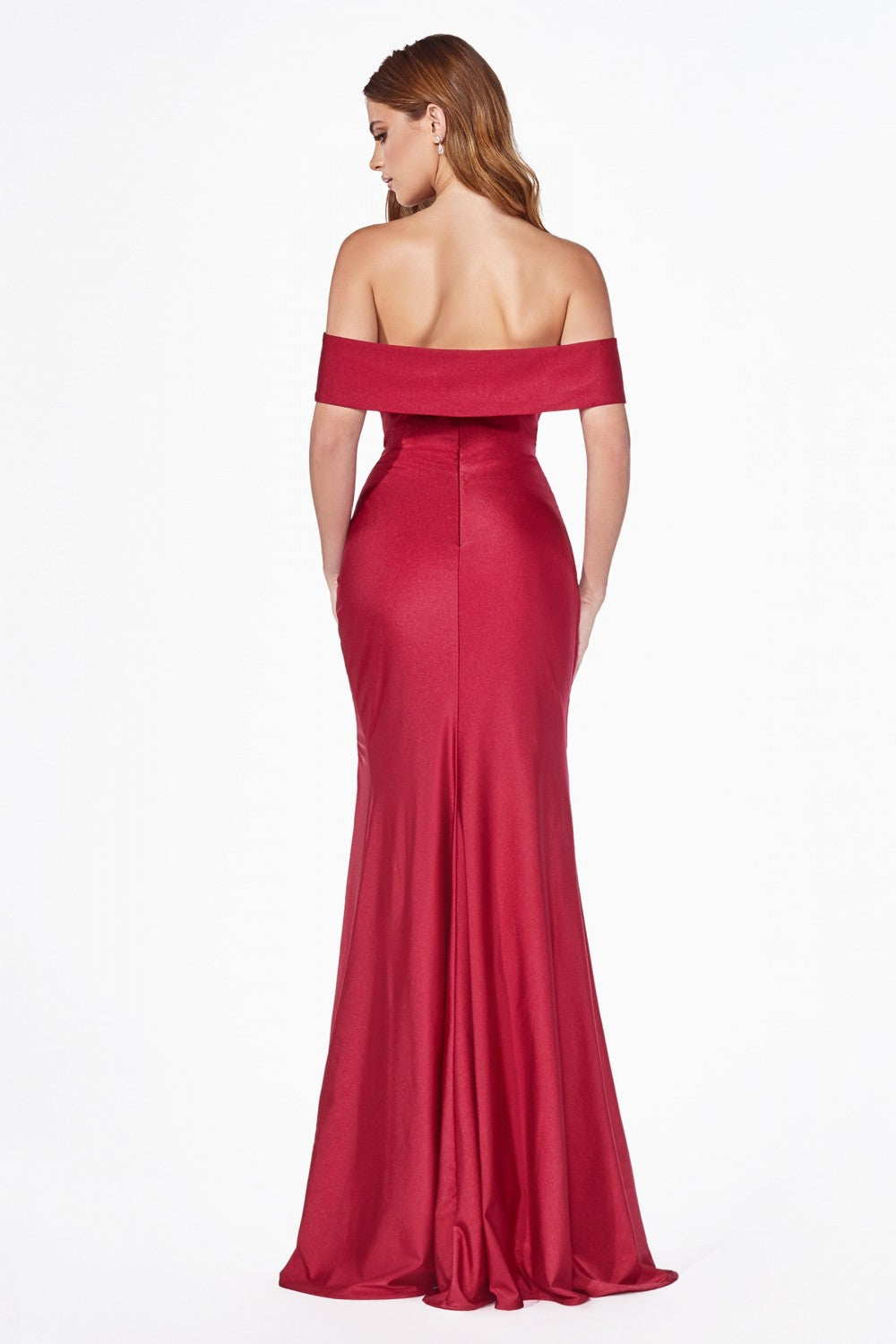 MyFashion.com - Off the shoulder fitted jersey gown with leg slit and ruching.(KV1050) - Cinderella Divine promdress eveningdress fashion partydress weddingdress 
 gown homecoming promgown weddinggown 