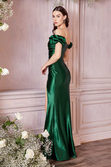 Satin Off The Shoulder Puff Sleeve By Cinderella Divine -KV1056C
