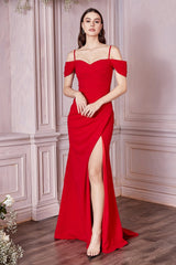 Crepe Gathered Off The Shoulder Dress By Cinderella Divine -KV1057C