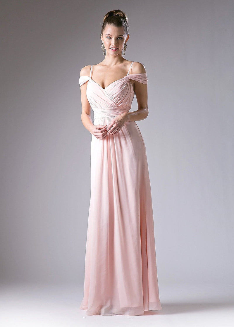 Draping Off-Shoulder Surplice Chiffon Formal Gown Cinderella Divine -CH527