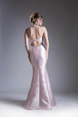 Beaded Belt Satin Mermaid Gown By Cinderella Divine -ML400