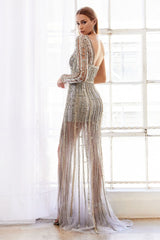 MyFashion.com - MODERN ONE SLEEVE FULLY BEADED GOWN WITH A LEG SLIT AND SHORT LINING. BACK ZIPPER CLOSURE, NO STRETCH.(A0993) - Andrea&Leo promdress eveningdress fashion partydress weddingdress 
 gown homecoming promgown weddinggown 