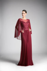 Beaded Lace Chiffon Empire Waist Dress By Cinderella Divine -OC0001