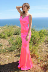 Neon Fitted Satin Dress By Cinderella Divine -SE016