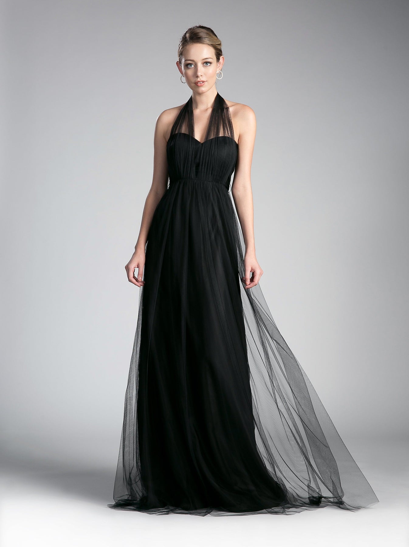 Pleated Long Convertible Tulle Dress By Cinderella Divine -ET322
