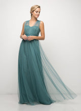 Pleated Long Convertible Tulle Dress 01 By Cinderella Divine -ET322