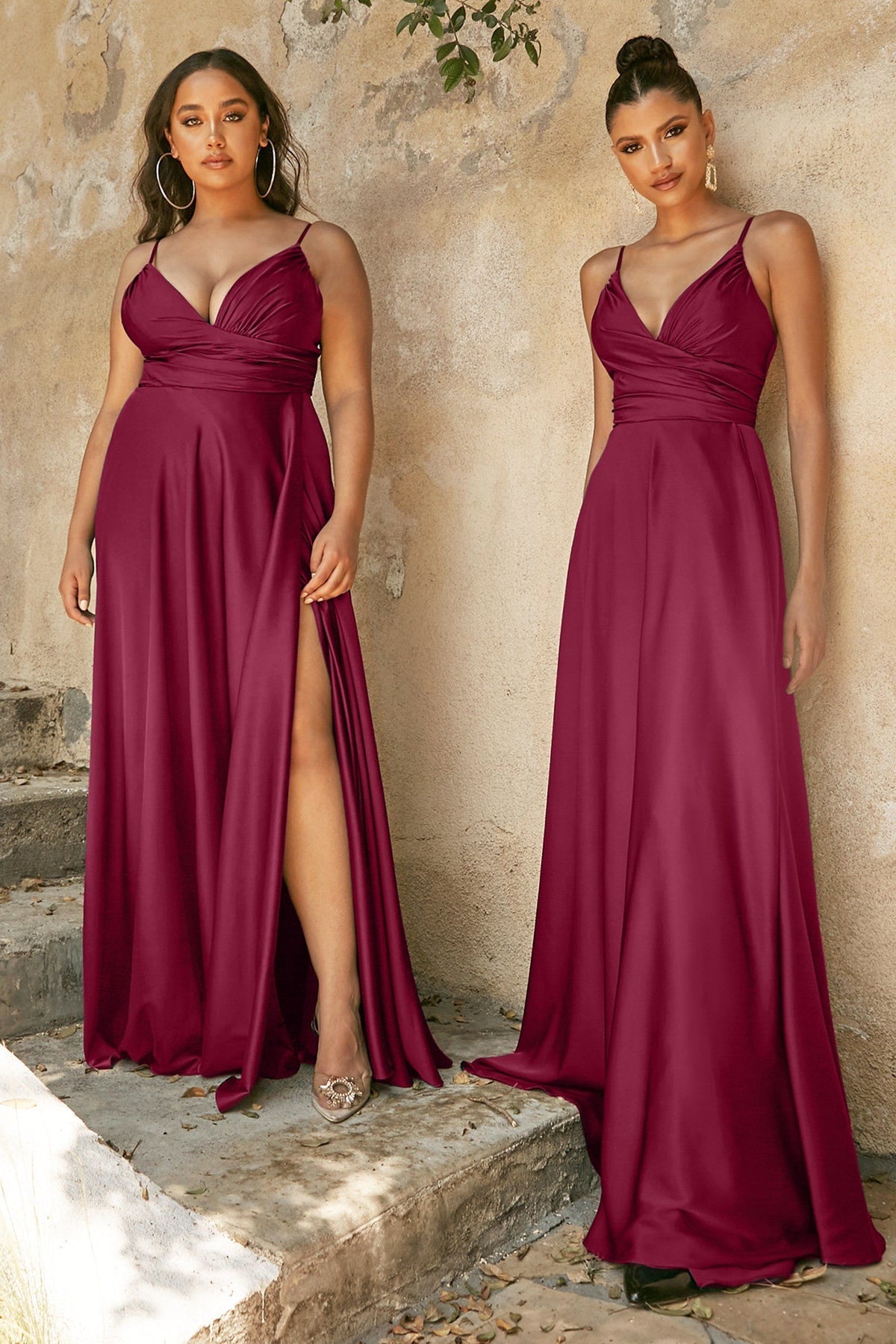 Sweetheart Neckline Soft Satin A-Line Curvy Fit by Cinderella Divine -7485C