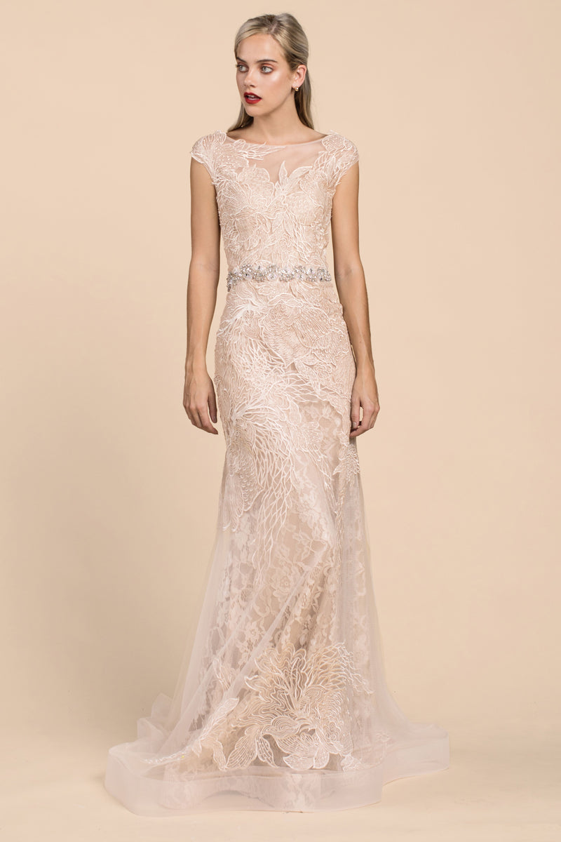 MyFashion.com - NOVELTY THEODORA LACE FIT AND FLARE GOWN (A0225) - Andrea&Leo promdress eveningdress fashion partydress weddingdress 
 gown homecoming promgown weddinggown 