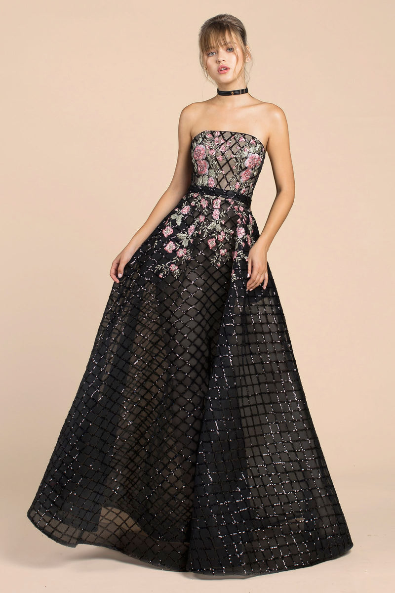 MyFashion.com - FLORAL LATTICE SEQUIN BALL GOWN (A0393) - Andrea&Leo promdress eveningdress fashion partydress weddingdress 
 gown homecoming promgown weddinggown 