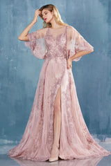 MyFashion.com - LACE FLUTTER SLEEVE A-LINE GOWN W/SLIT(A0971) - Andrea&Leo promdress eveningdress fashion partydress weddingdress 
 gown homecoming promgown weddinggown 