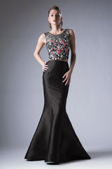 Flower Applique 2 Piece Mermaid Gown by Cinderella Divine -HW03