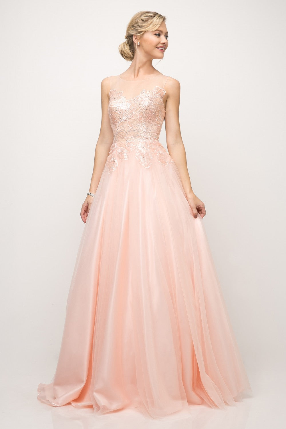 MyFashion.com - A-line tulle gown with lace bodice and illusion neckline(UE009) - Cinderella Divine promdress eveningdress fashion partydress weddingdress 
 gown homecoming promgown weddinggown 