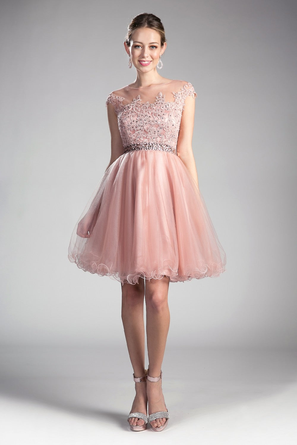 MyFashion.com - Beaded Lace Bodice Tulle Short Dress(UJ0012) - Cinderella Divine promdress eveningdress fashion partydress weddingdress 
 gown homecoming promgown weddinggown 