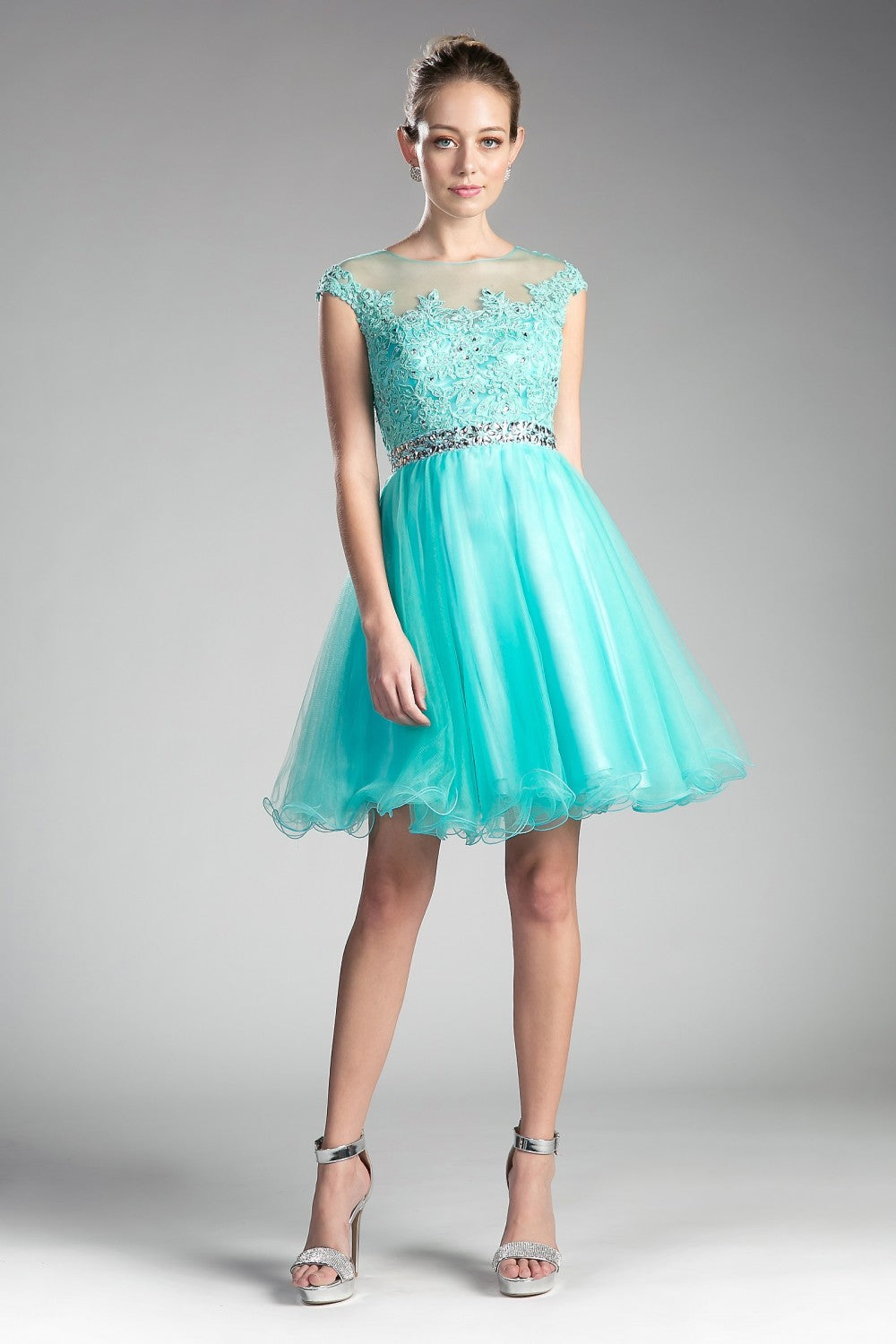 MyFashion.com - Beaded Lace Bodice Tulle Short Dress(UJ0012) - Cinderella Divine promdress eveningdress fashion partydress weddingdress 
 gown homecoming promgown weddinggown 