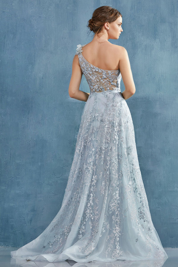 MyFashion.com - ONE SHOULDER CHERRY BLOSSOM A-LINE GOWN. BACK ZIPPER CLOSURE.(A0989) - Andrea&Leo promdress eveningdress fashion partydress weddingdress 
 gown homecoming promgown weddinggown 