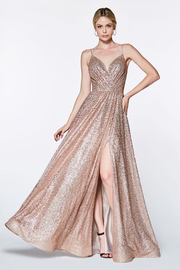 MyFashion.com - A-line fully glittered gown with sweetheart neckline and leg slit.(CJ510) - Cinderella Divine promdress eveningdress fashion partydress weddingdress 
 gown homecoming promgown weddinggown 