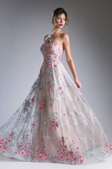 MyFashion.com - STRAPLESS SWEETHEART FLORAL EMBROIDERED A-LINE GOWN (7056) - Andrea&Leo promdress eveningdress fashion partydress weddingdress 
 gown homecoming promgown weddinggown 